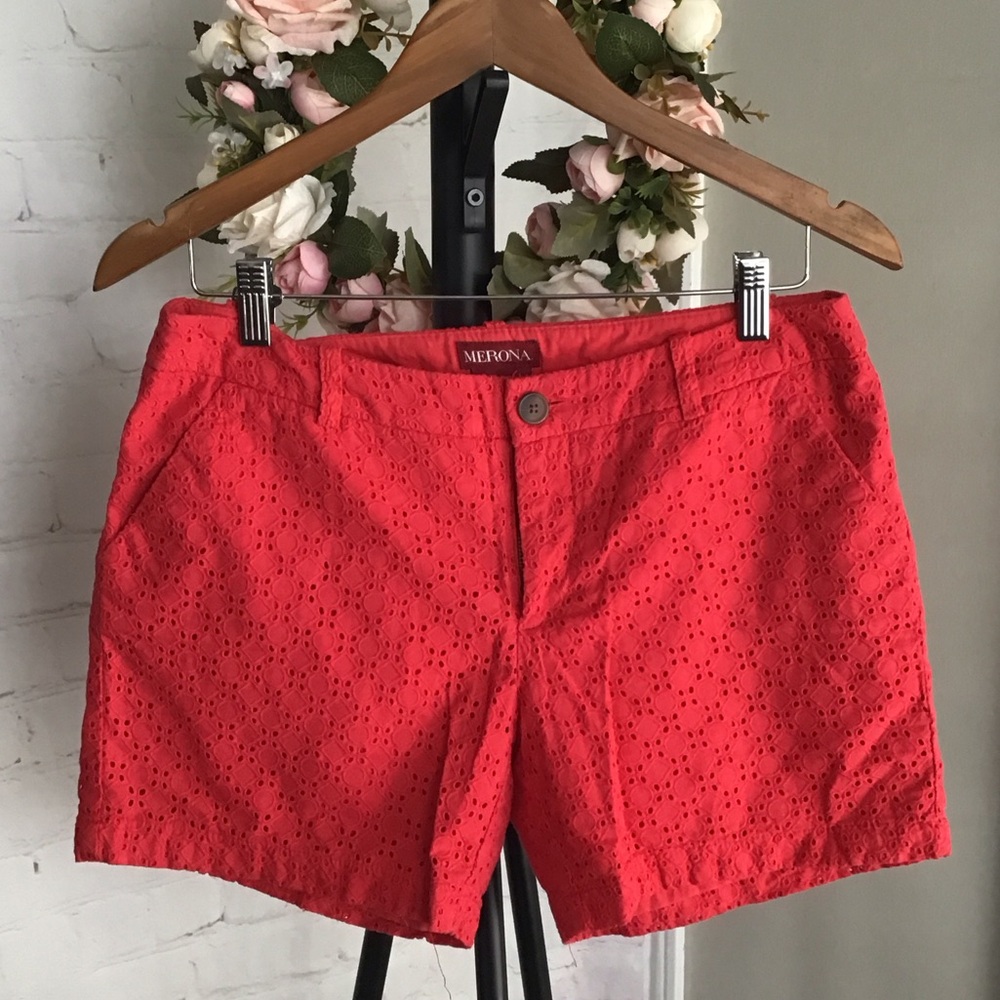 Merona Women's Vibrant Red Eyelet Bermudas